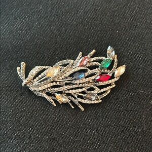 Silver and Multicolor Gem Brooch